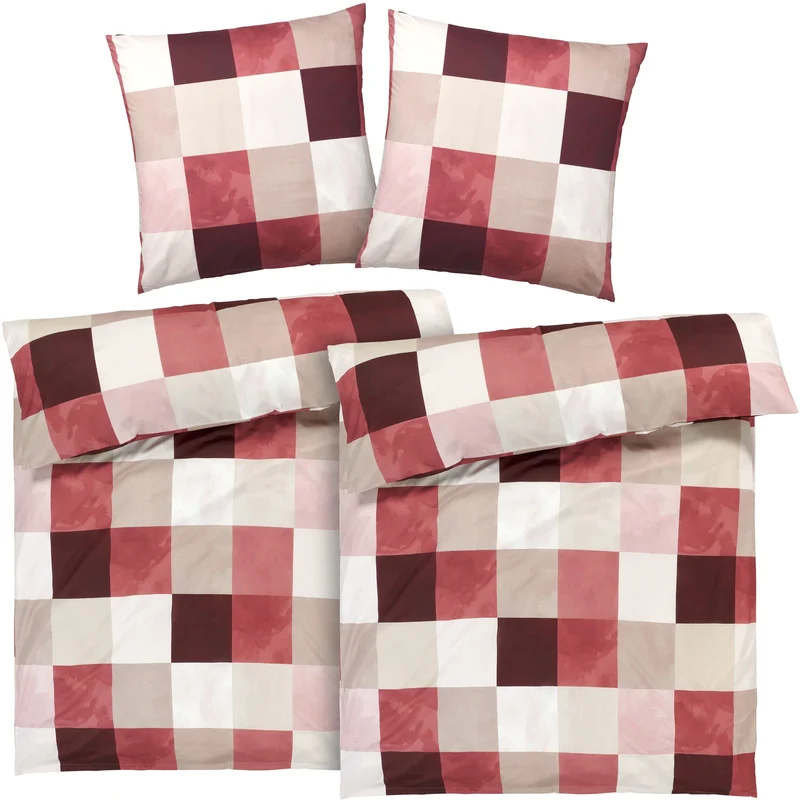 Bettwäsche "Karo" - Rot - 2x135x200 + 2x 80x80 cm