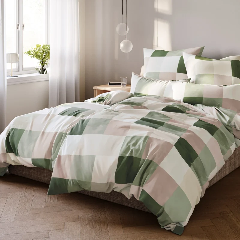 Bettwäsche "Karo" - Grün - 2x135x200 + 2x 40x80 cm