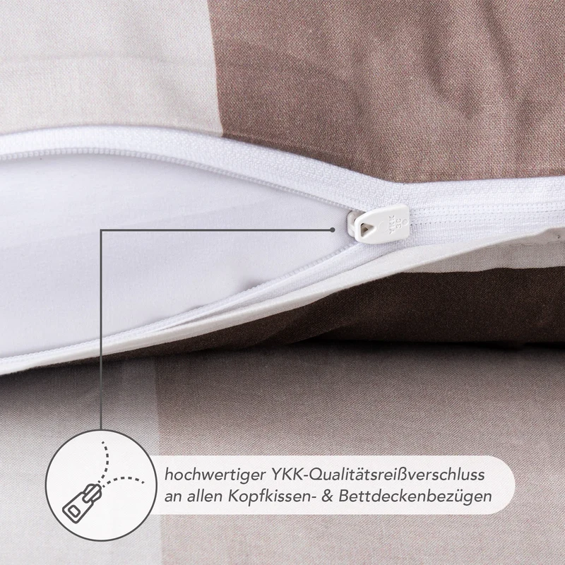 Bettwäsche "Karo" - Braun - 155x220 + 80x80 cm