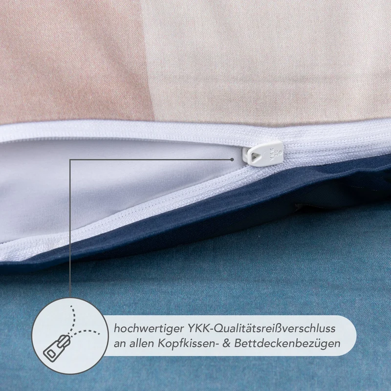 Bettwäsche "Karo" - Blau - 2x155x220 + 2x 40x80 cm