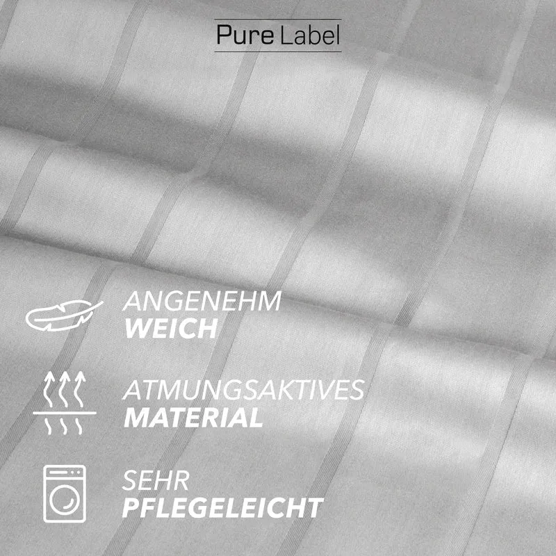 Bettwäsche Mako Satin mit Streifen - Grau - 155x220 + 80x80cm