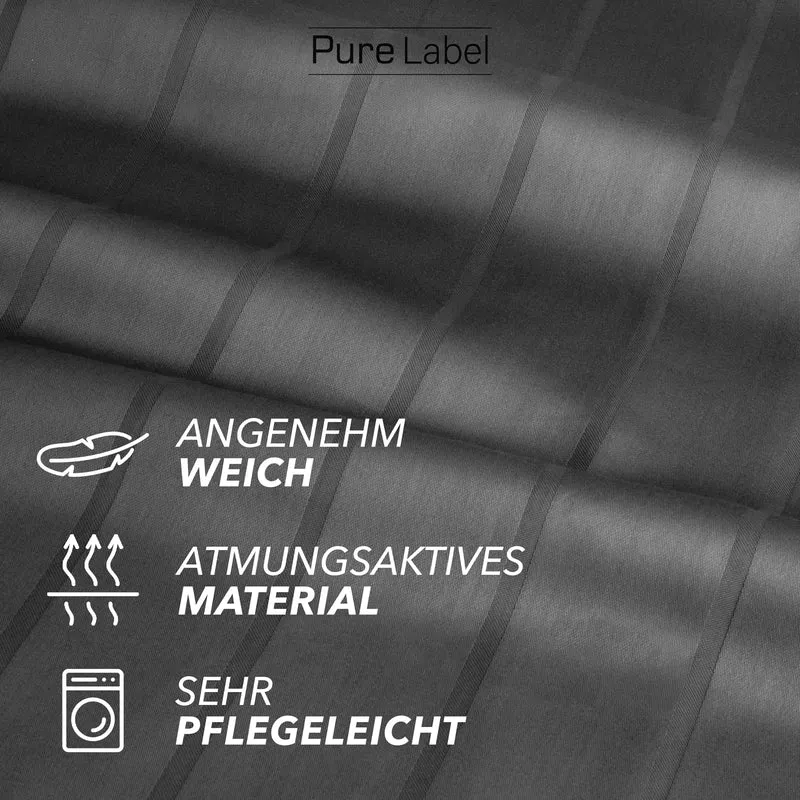 Bettwäsche Mako Satin mit Streifen - Anthrazit - 2x155x220 + 2x40x80cm