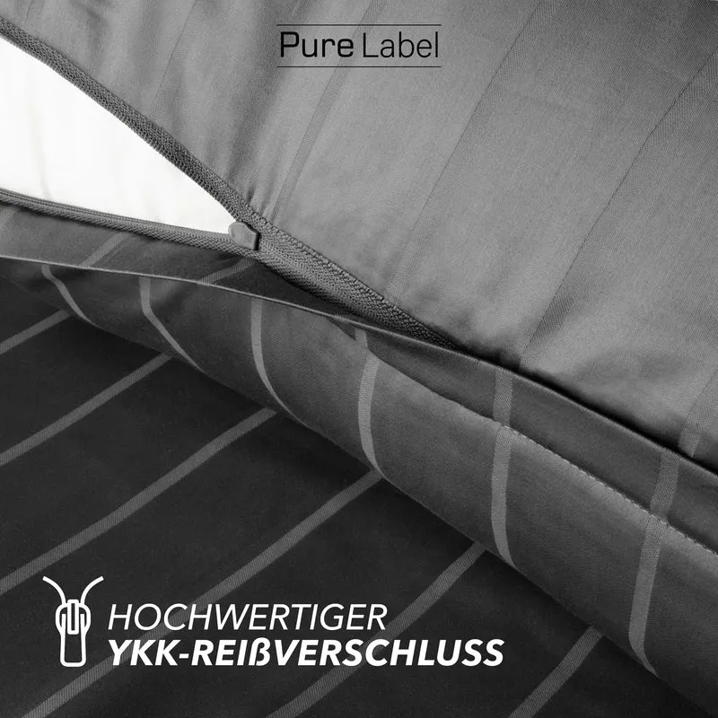 Bettwäsche Mako Satin mit Streifen - Anthrazit - 2x155x220 + 2x40x80cm