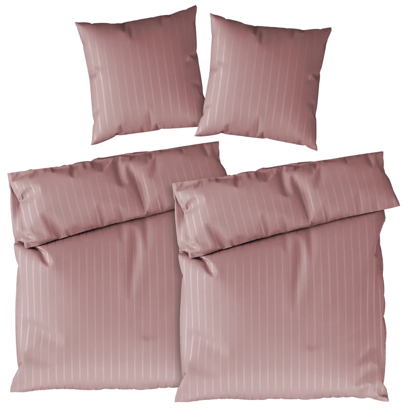 Bettwäsche Mako Satin mit Streifen - Mauve - 2x135x200 + 2x80x80cm