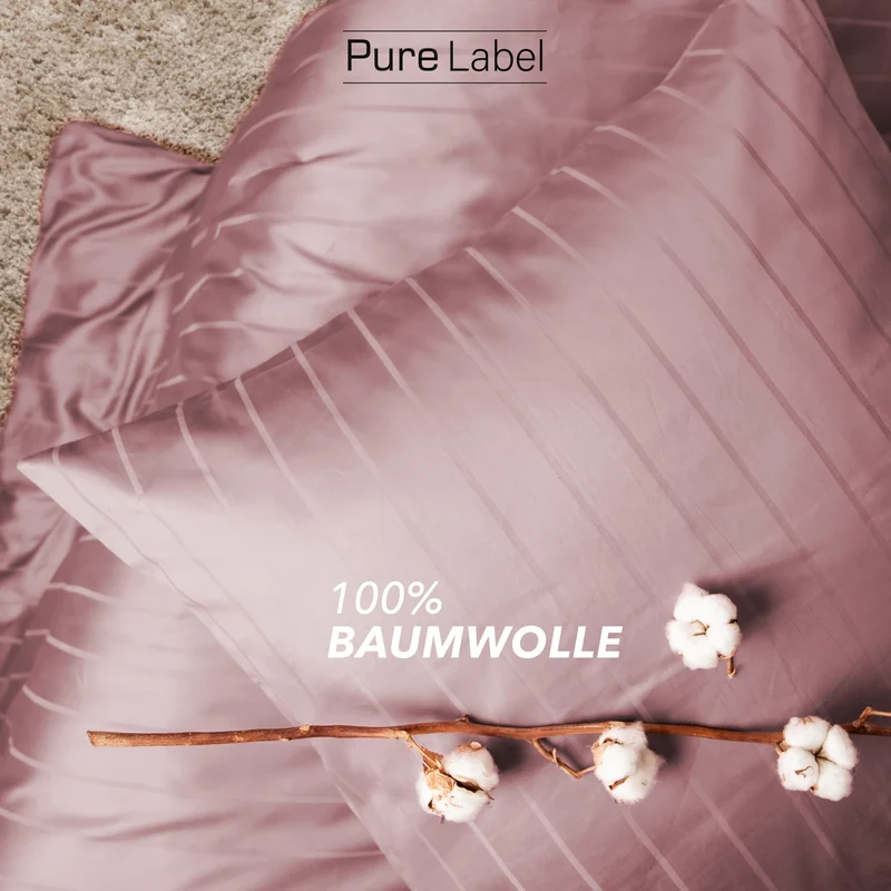Bettwäsche Mako Satin mit Streifen - Mauve - 135x200 + 40x80cm