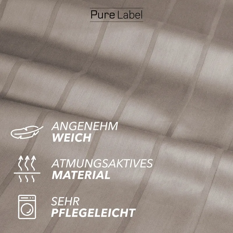 Bettwäsche Mako Satin mit Streifen - Taupe - 2x155x220 + 2x80x80cm