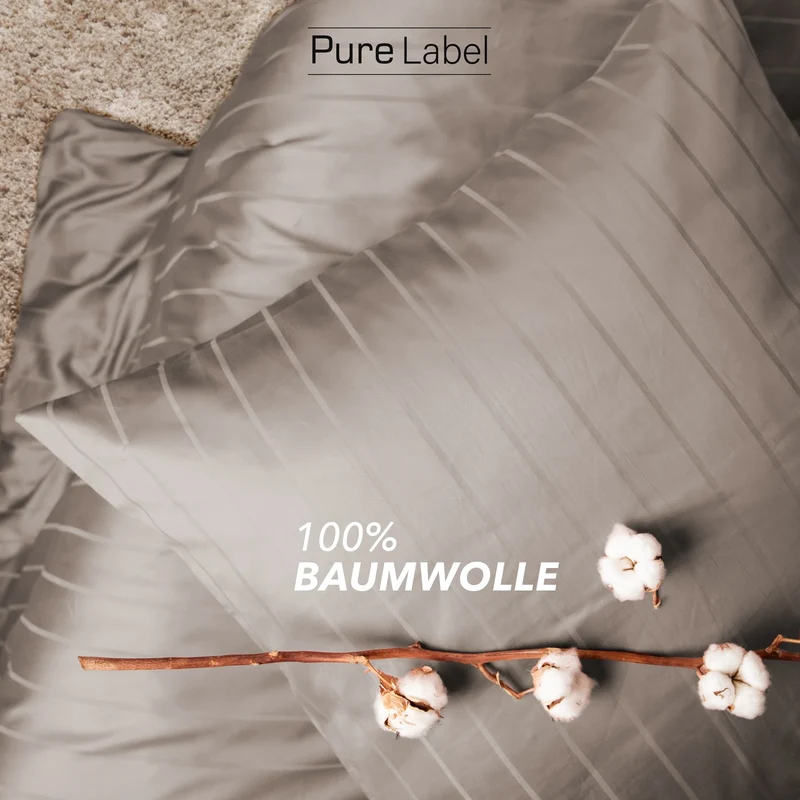 Bettwäsche Mako Satin mit Streifen - Taupe - 2x155x220 + 2x80x80cm
