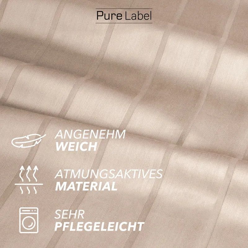 Bettwäsche Mako Satin mit Streifen - Beige - 155x220 + 80x80cm