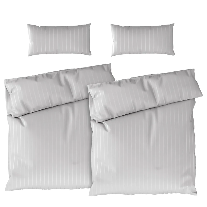 Bettwäsche Mako Satin mit Streifen - Grau - 2x155x220 + 2x40x80cm