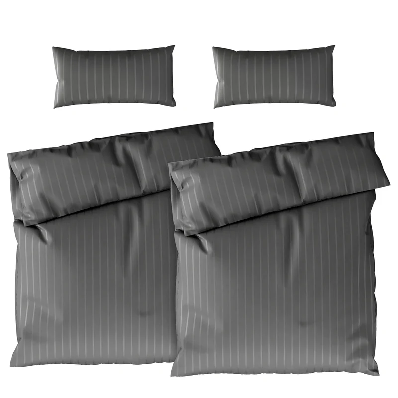Bettwäsche Mako Satin mit Streifen - Anthrazit - 2x155x220 + 2x40x80cm