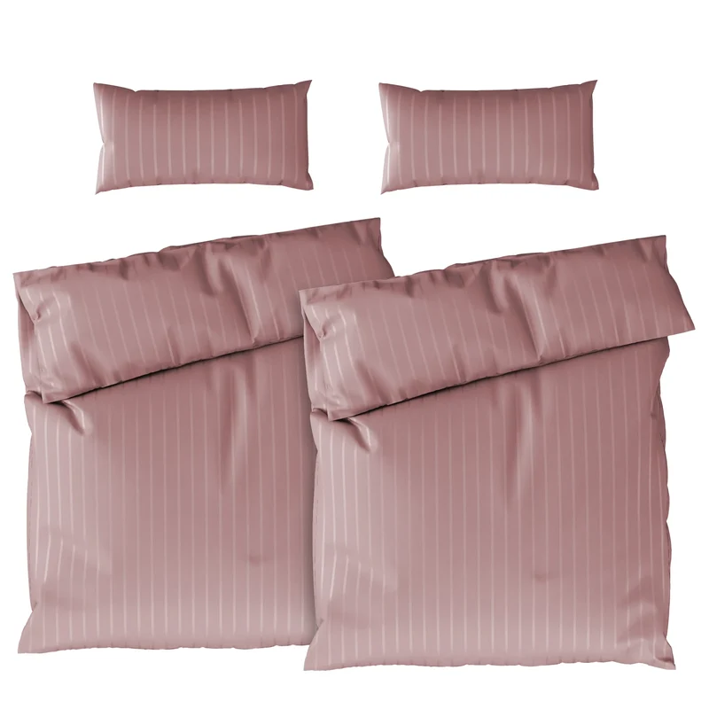 Bettwäsche Mako Satin mit Streifen - Mauve - 2x155x220 + 2x40x80cm