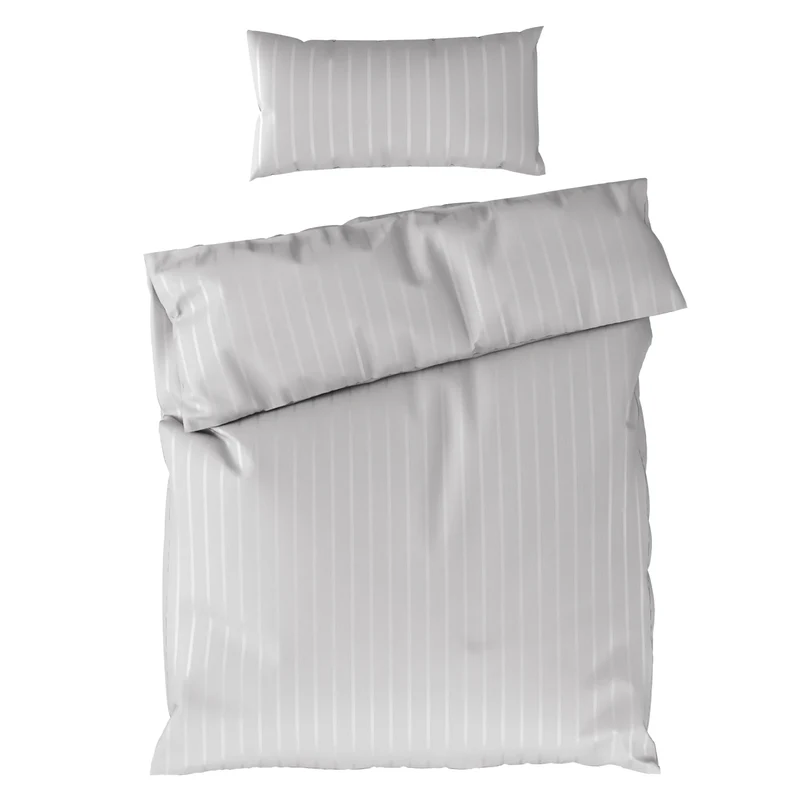 Bettwäsche Mako Satin mit Streifen - Grau - 155x220 + 40x80cm