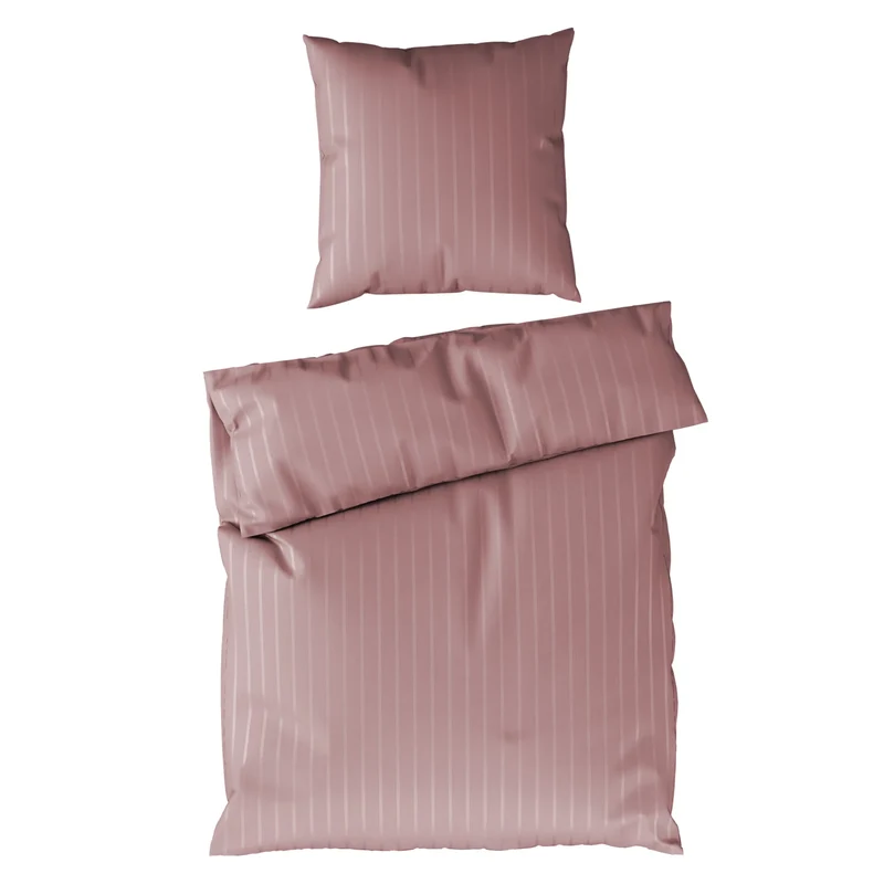 Bettwäsche Mako Satin mit Streifen - Mauve - 135x200 + 80x80cm