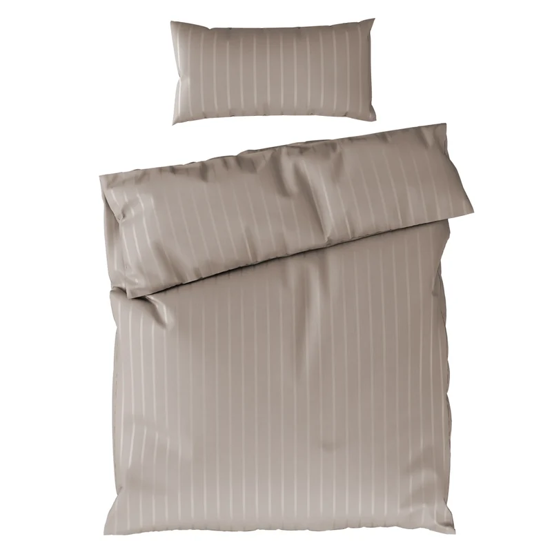 Bettwäsche Mako Satin mit Streifen - Taupe - 135x200 + 40x80cm