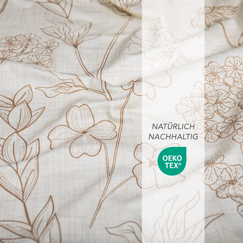 Bettwäsche "Flowers" - Creme - 2x155x220 + 2x 80x80 cm