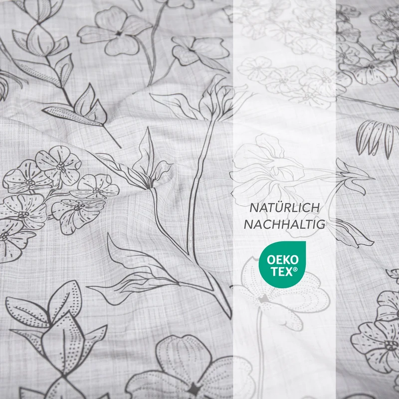 Bettwäsche "Flowers" - Hellgrau - 2x155x220 + 2x 80x80 cm