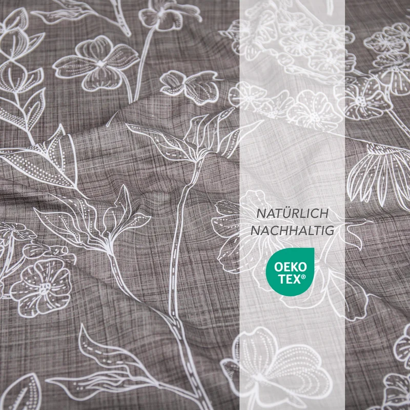 Bettwäsche "Flowers" - Taupe - 2x155x220 + 2x 40x80 cm