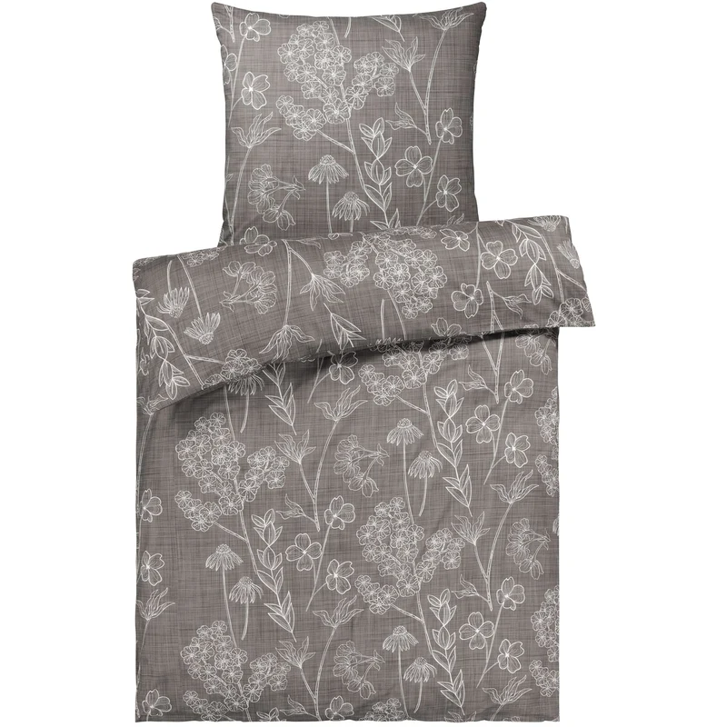 Bettwäsche "Flowers" - Taupe - 155x220 + 80x80 cm