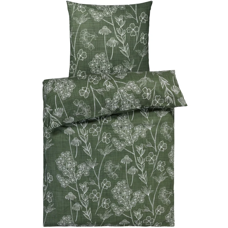 Bettwäsche "Flowers" - Grün - 155x220 + 80x80 cm
