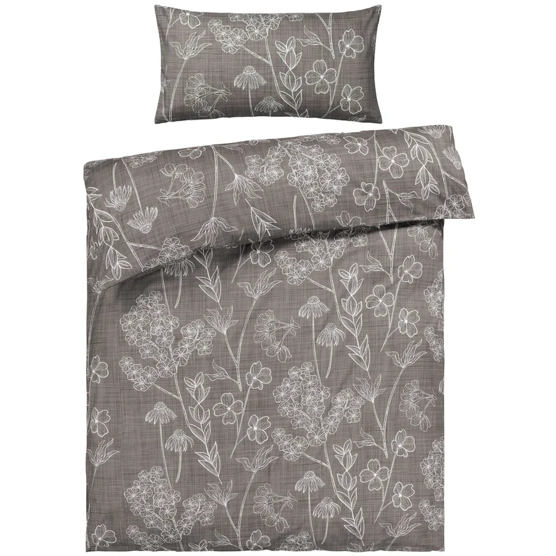 Bettwäsche "Flowers" - Taupe - 135x200 + 40x80 cm