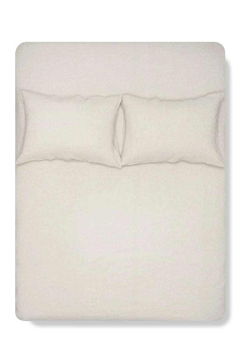 Light Grey Melange Linen Bedding - Yarn Dyed