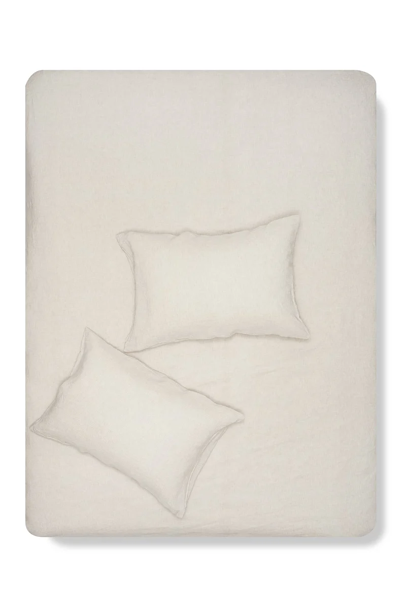 Light Grey Melange Linen Bedding - Yarn Dyed