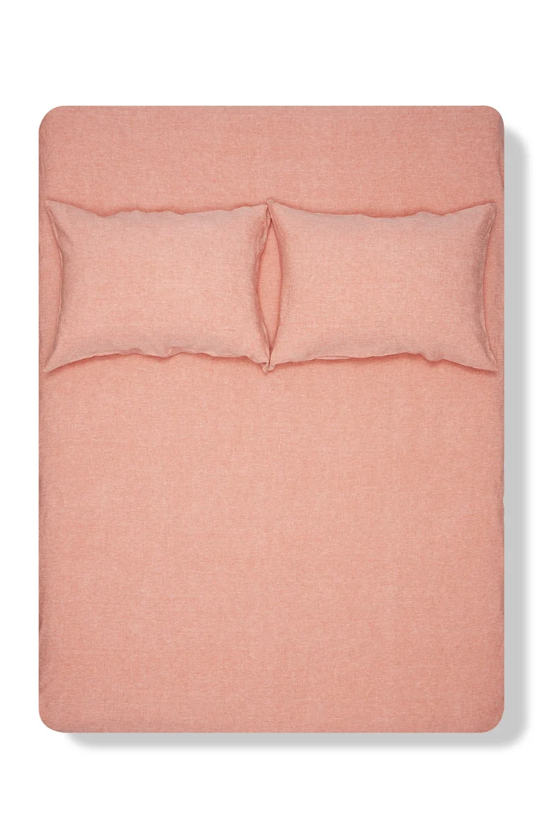 Linen Bedding Melange in Coral Color