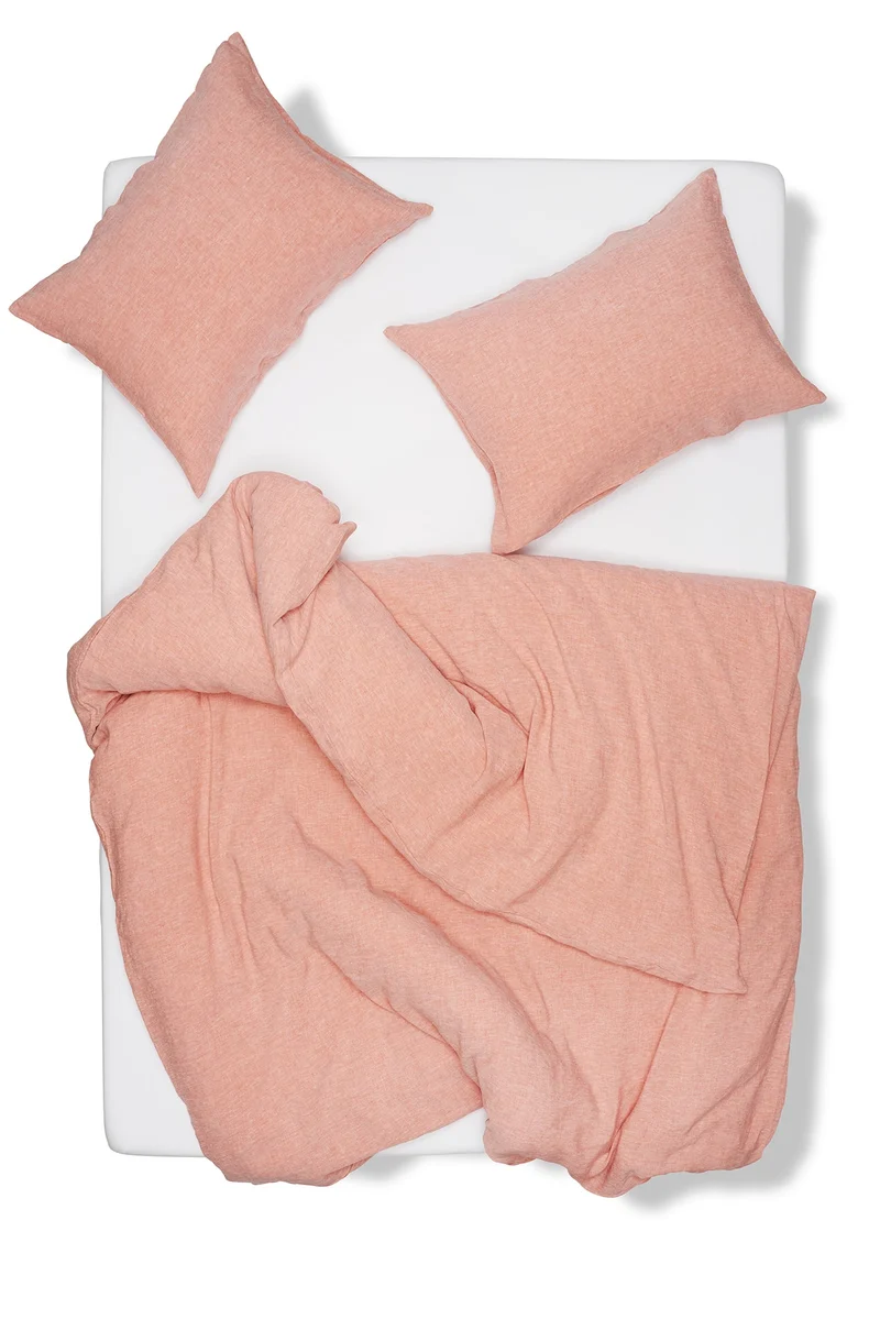 Linen Bedding Melange in Coral Color