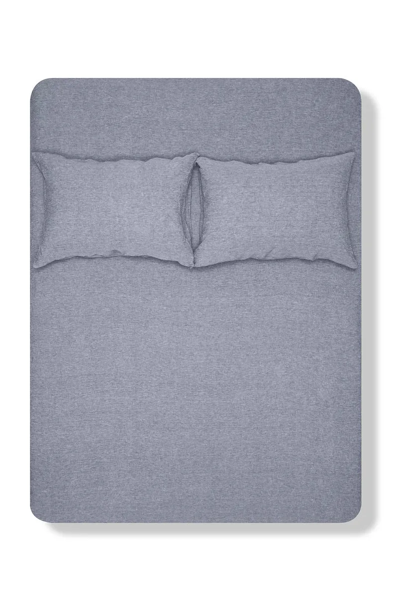 Linen Bedding Melange in Blue Color