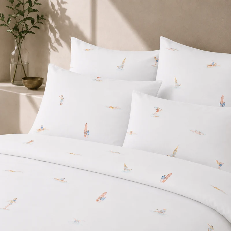 Satin Bettwäsche mit Sportmotiv, Baumwolle Bio (kbA)