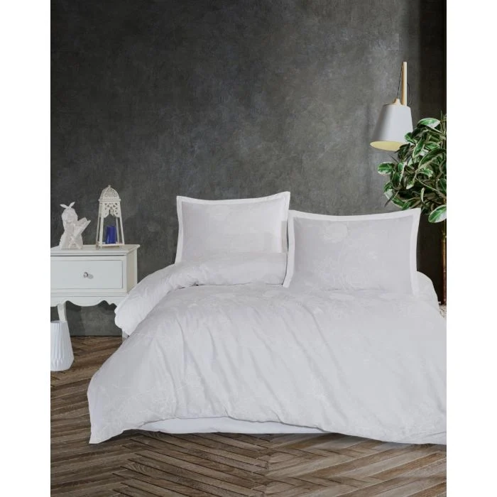 Lavella Melis Saten Nevresim Takımı | Beyaz 200 × 220 cm