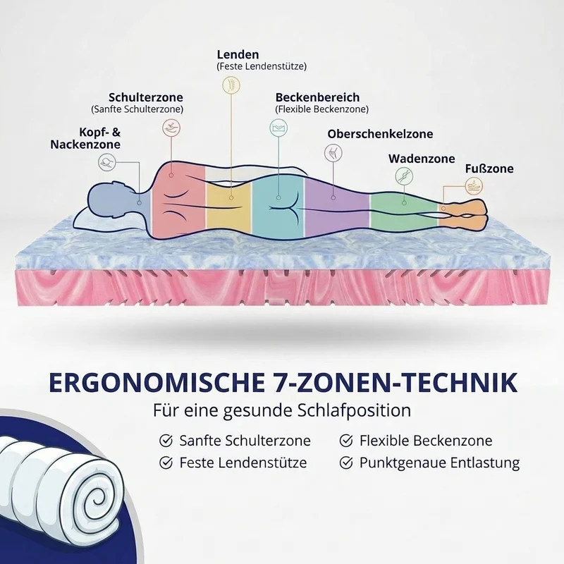 Premium Hybrid 22 – Gel & Kaltschaummatratze H2/H3 mit 7 Zonen