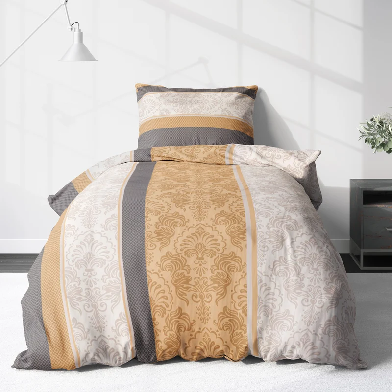 Biber Bettwäsche-Set 135x200cm Paisley in Creme Anthrazit
