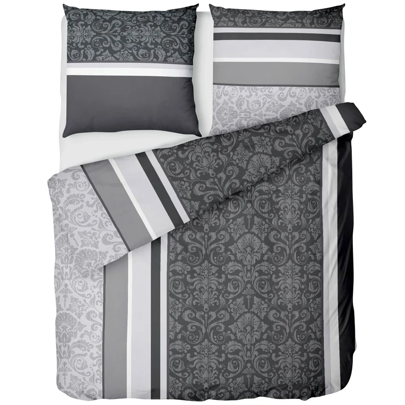 Biber Bettwäsche-Set Ornamente Brokat in Anthrazit