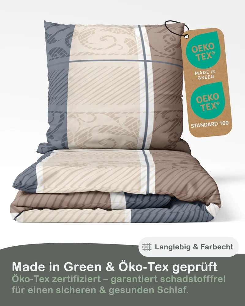 Biber Bettwäsche-Set Paisley in Taupe Beige