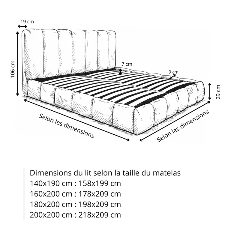 Ensemble lit coffre moderne et matelas grand confort - Collection Everest