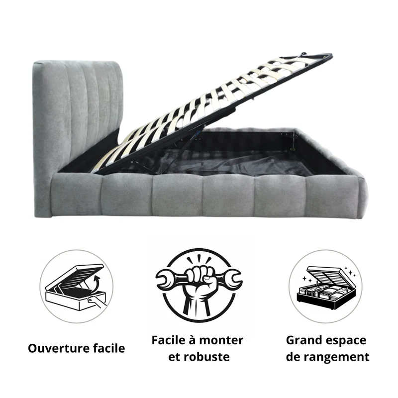 Ensemble lit coffre moderne et matelas grand confort - Collection Everest