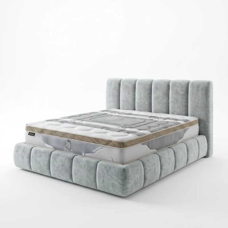 Ensemble lit coffre moderne et matelas grand confort - Collection Everest