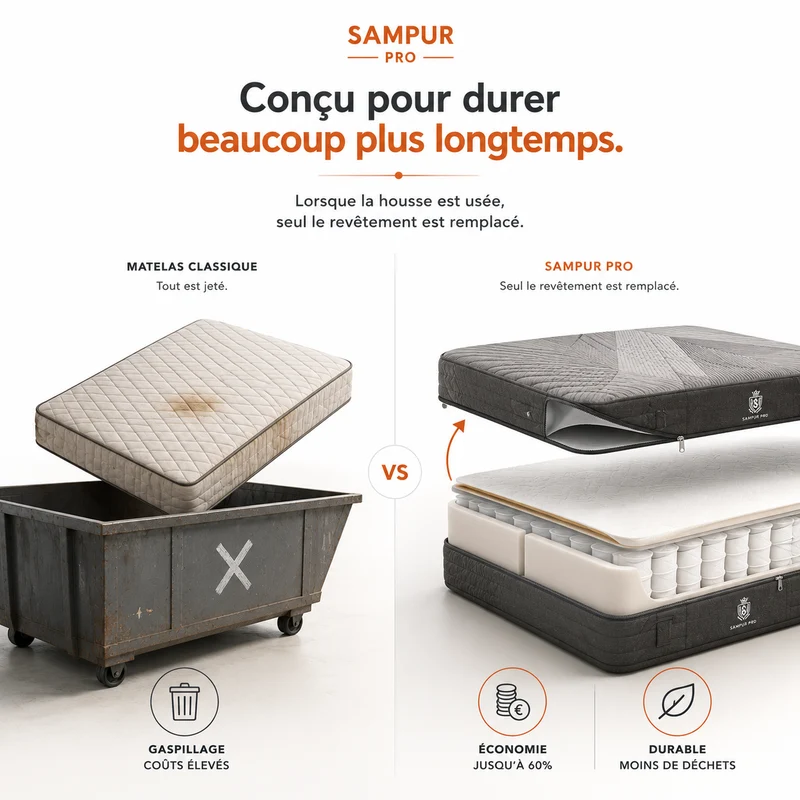 Housse respirante pour matelas hybride - Collection Pro