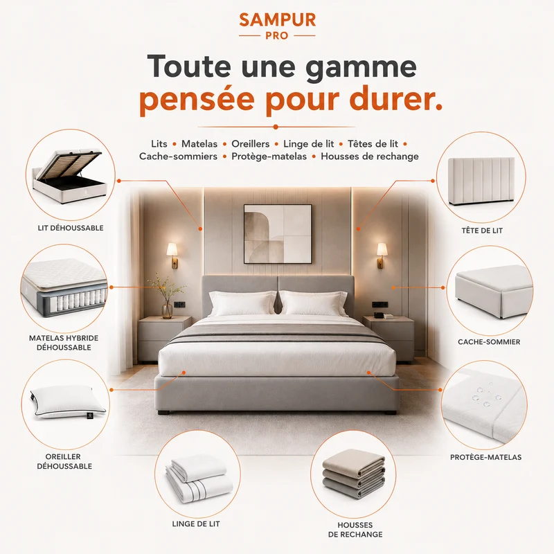 Housse respirante pour matelas hybride - Collection Pro