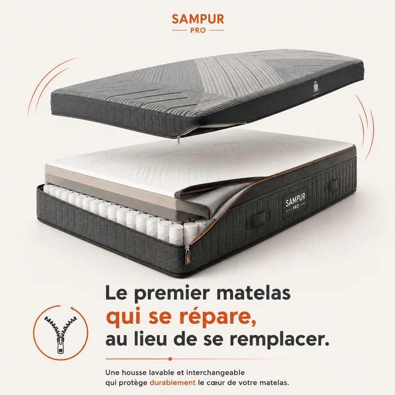 Matelas hybride déhoussable mémoire de forme et ressorts ensachés - Collection Pro