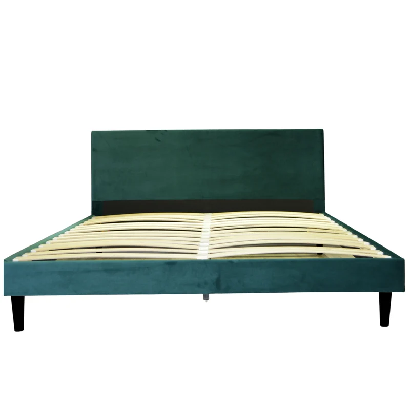 Lit velours doux avec lattes flexibles et tête de lit - Collection Menthe
