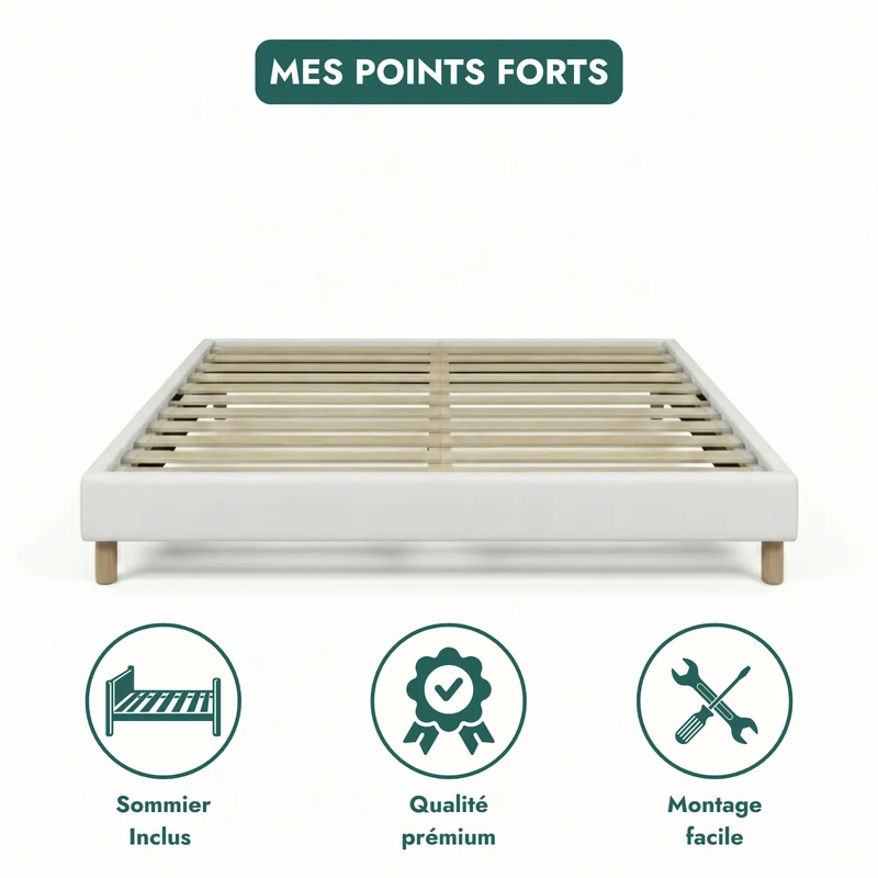 Ensemble literie complet avec lit et matelas d'hôtel - Collection Simili cuir