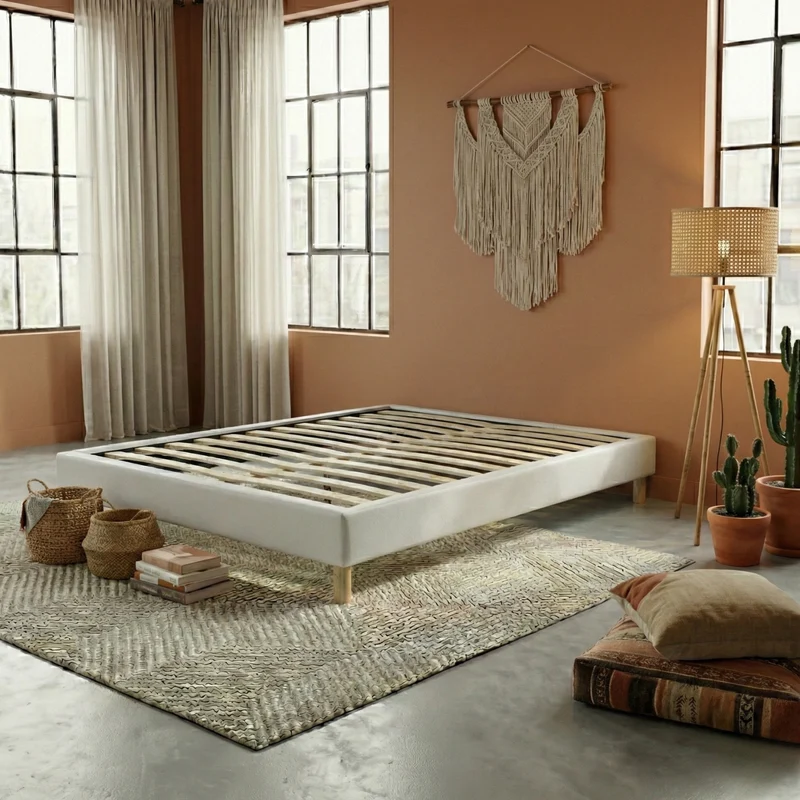 Ensemble literie complet avec lit et matelas d'hôtel - Collection Simili cuir