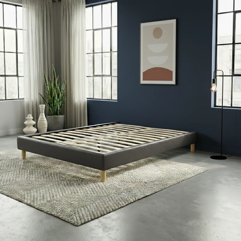 Ensemble literie complet avec lit et matelas d'hôtel - Collection Simili cuir
