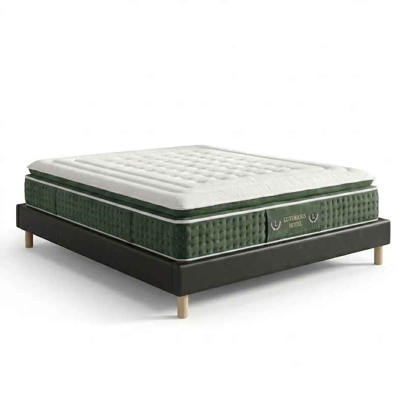 Ensemble literie complet avec lit et matelas d'hôtel - Collection Simili cuir