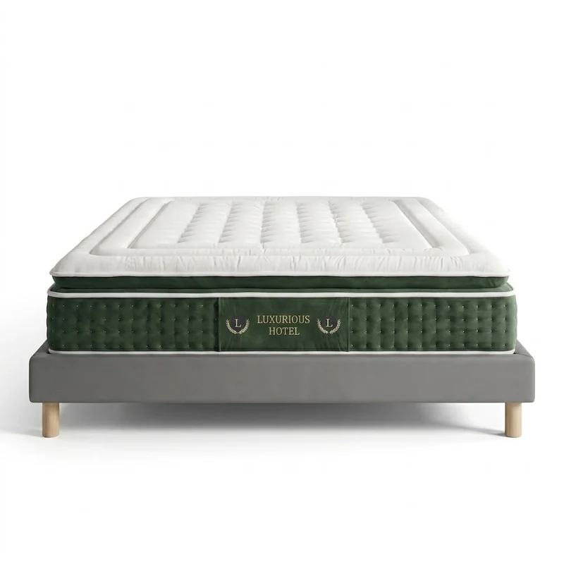 Ensemble literie complet avec lit et matelas d'hôtel - Collection Simili cuir