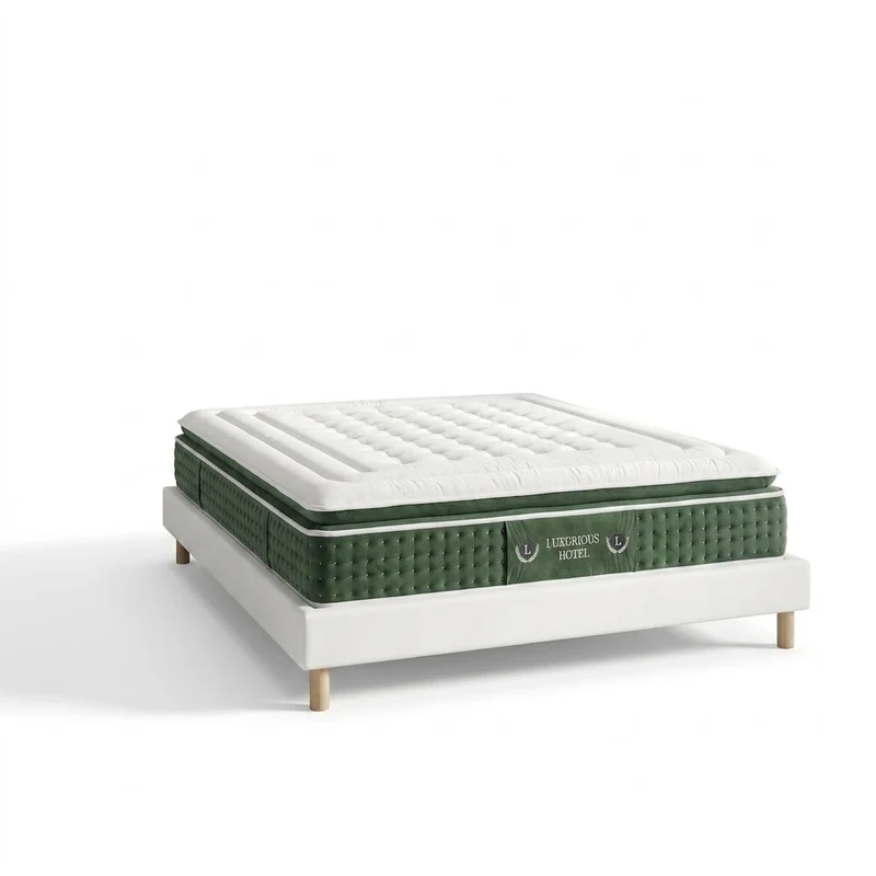Ensemble literie complet avec lit et matelas d'hôtel - Collection Simili cuir