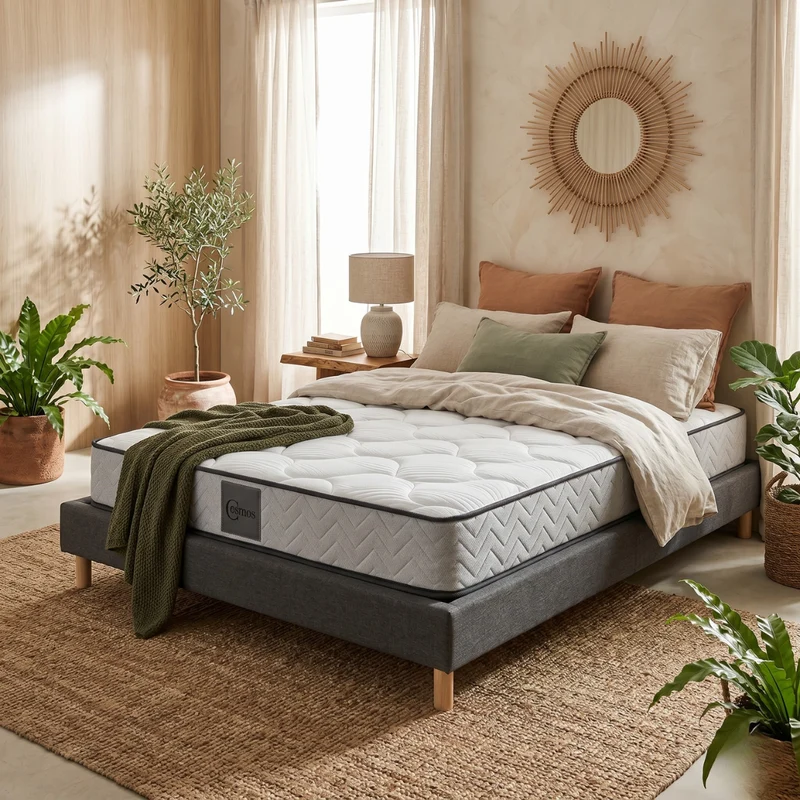 Ensemble lit fixe et matelas confort Cosmos - Collection Tissu