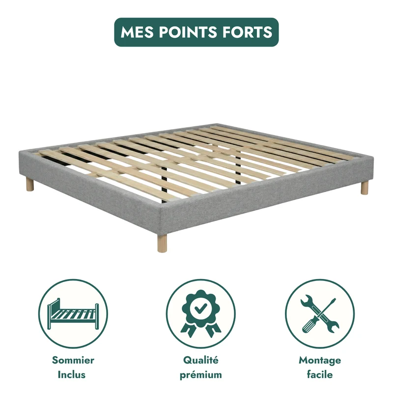Ensemble lit fixe et matelas confort Cosmos - Collection Tissu